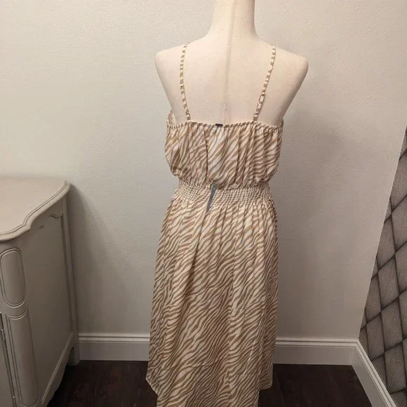 Zebra Stripe Square Neck Midi Flare Dress - Picture 7 of 10